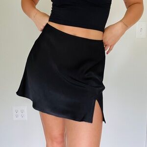 Black Satin Mini Skirt